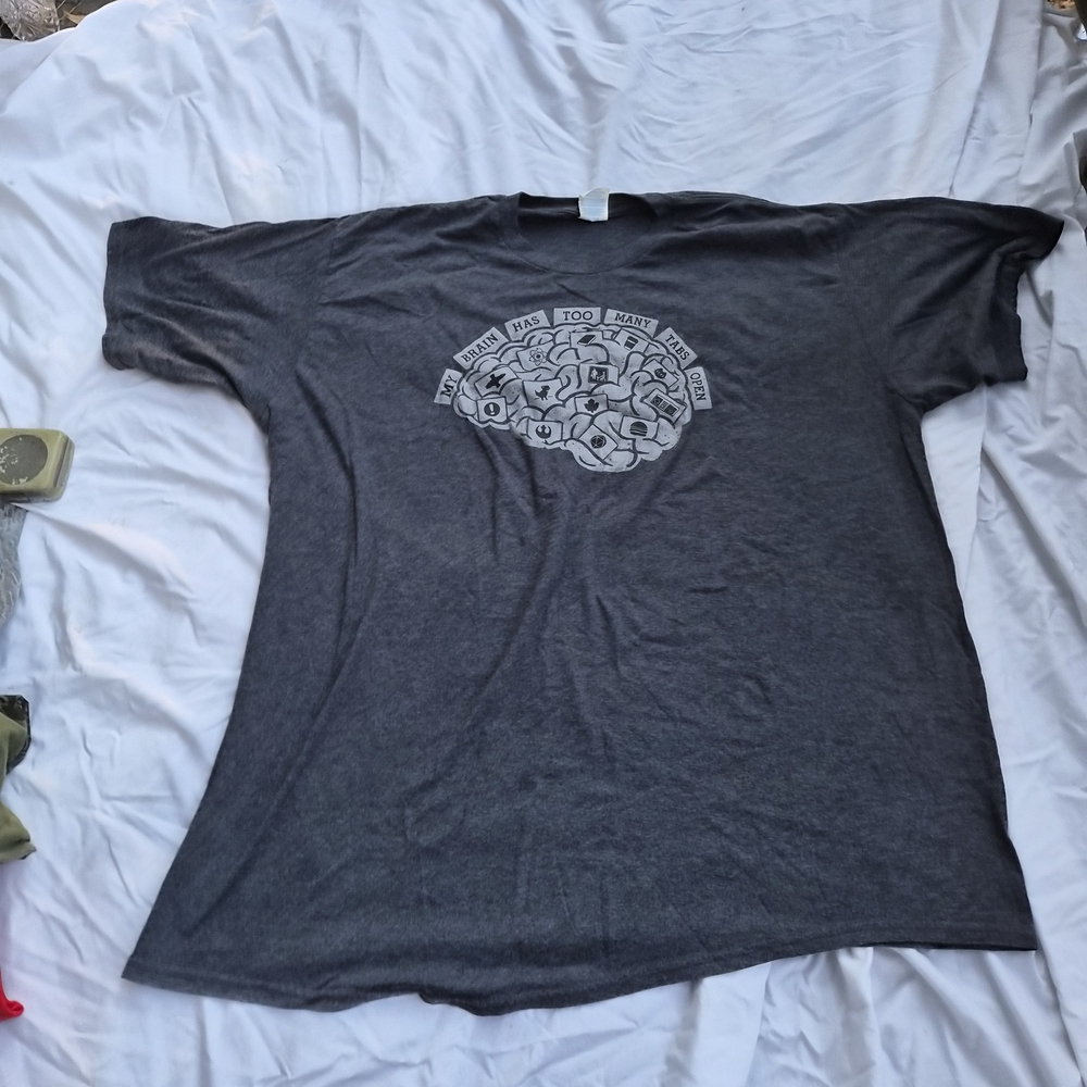 My Brain Has Too Many Tabs Open Graphic Print Unisex T-Shirt 3XL Gray